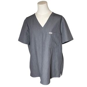 FIGS Catarina Scrub Top XL Charcoal Gray V Neck Medical Uniform Women